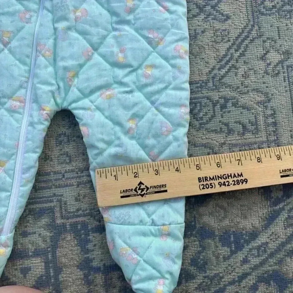 Vintage Baby‎ Quilted Snowsuit w/ Hood Pastel Blue squirrel Warm Cozy - Picture 14 of 15